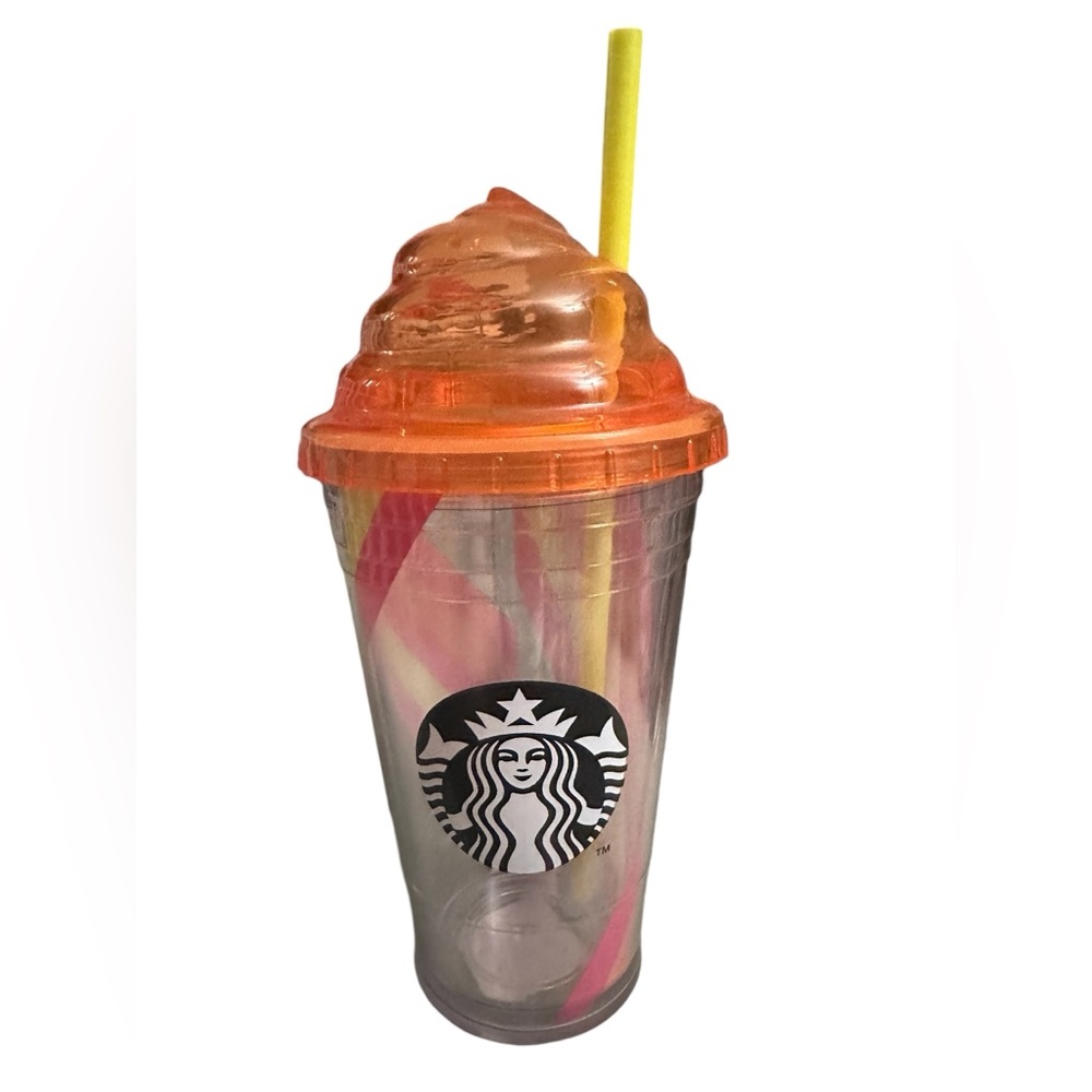 RARE new Starbucks Tumbler 16 oz
Grande Cup Swirl Orange Dome Stripes Orange